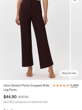 Ultra-Stretch Ponte Cropped Wide Leg Pants - espresso